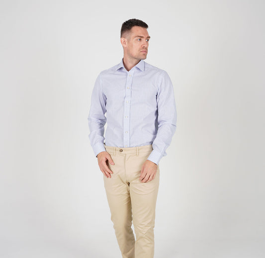 Karirana košulja od poplina sa francuskom kragnom