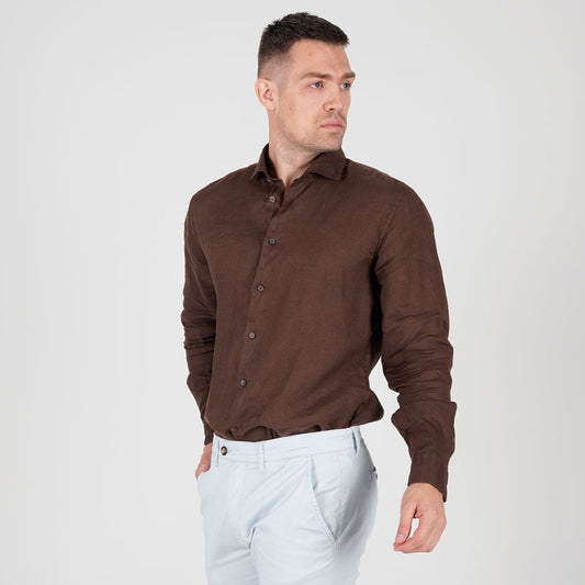 Braon lanena košulja