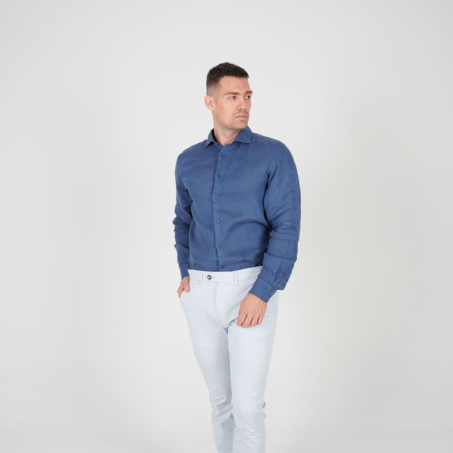 Denim lanena košulja