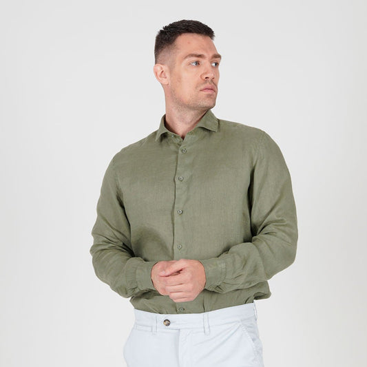 Maslinasto zelena lanena košulja