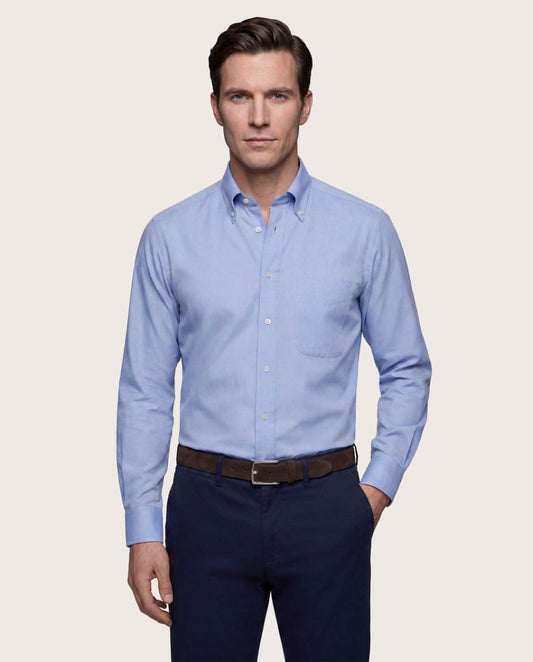 Svetloplava permanent košulja, slim fit, dugmići na kragni