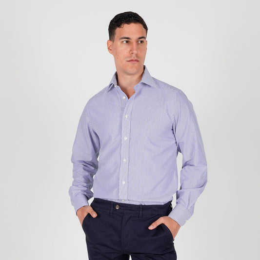 NON IRON bela košulja na pruge, klasičnog kroja, polufrancuska kragna