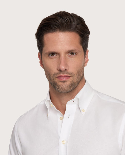 Bela košulja Classic dobby, dugmad na okovratniku