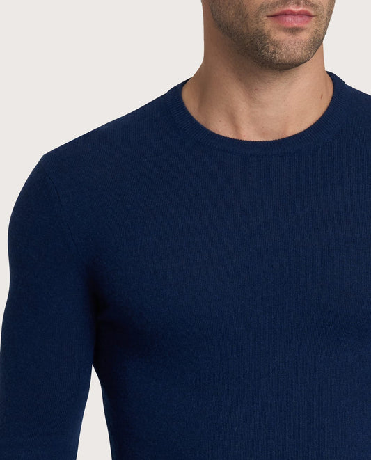 Muški džemper sa okruglim izrezom – cashmere blend, teget