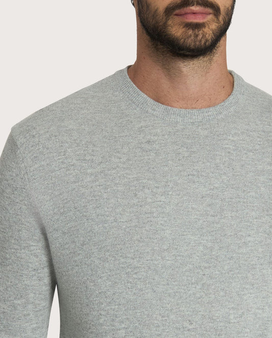 Muški džemper sa okruglim izrezom – cashmere blend, svetlosivi