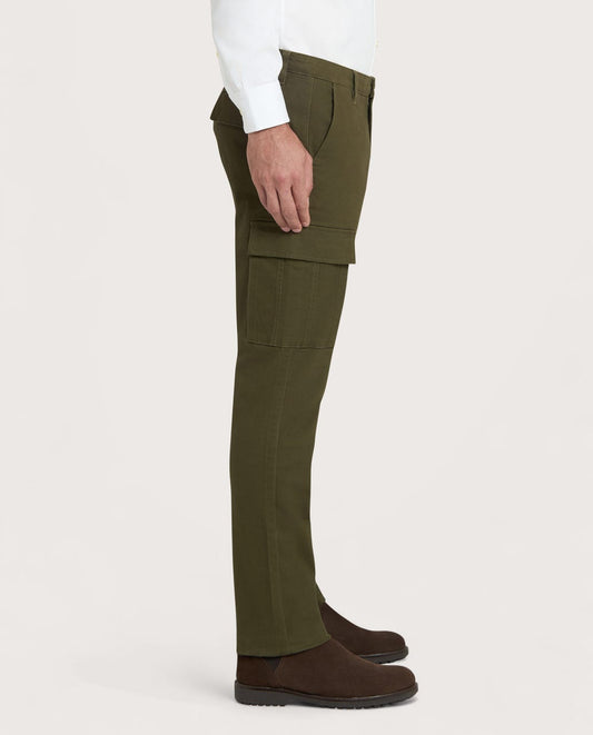 Muške cargo pantalone maslinastno zelene, slim fit