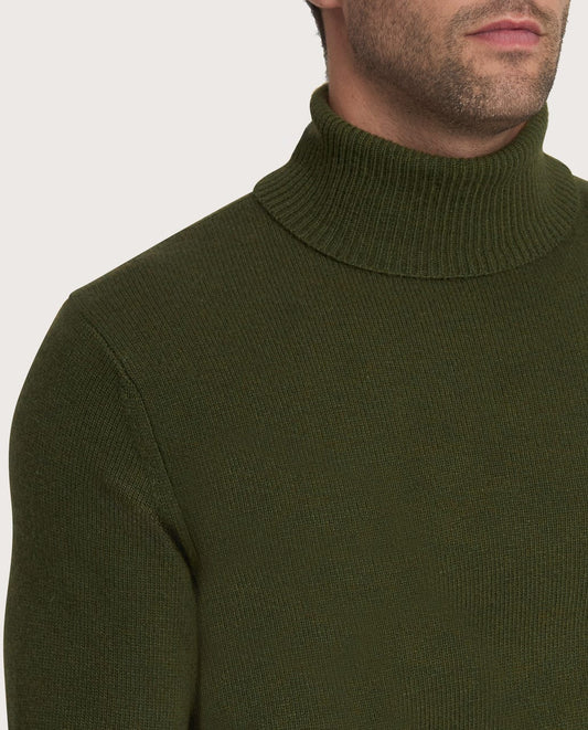 Muška rolka – cashmere blend, maslinasto zelena