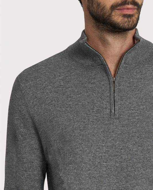 Half Zip sivi muški džemper – cashmere blend
