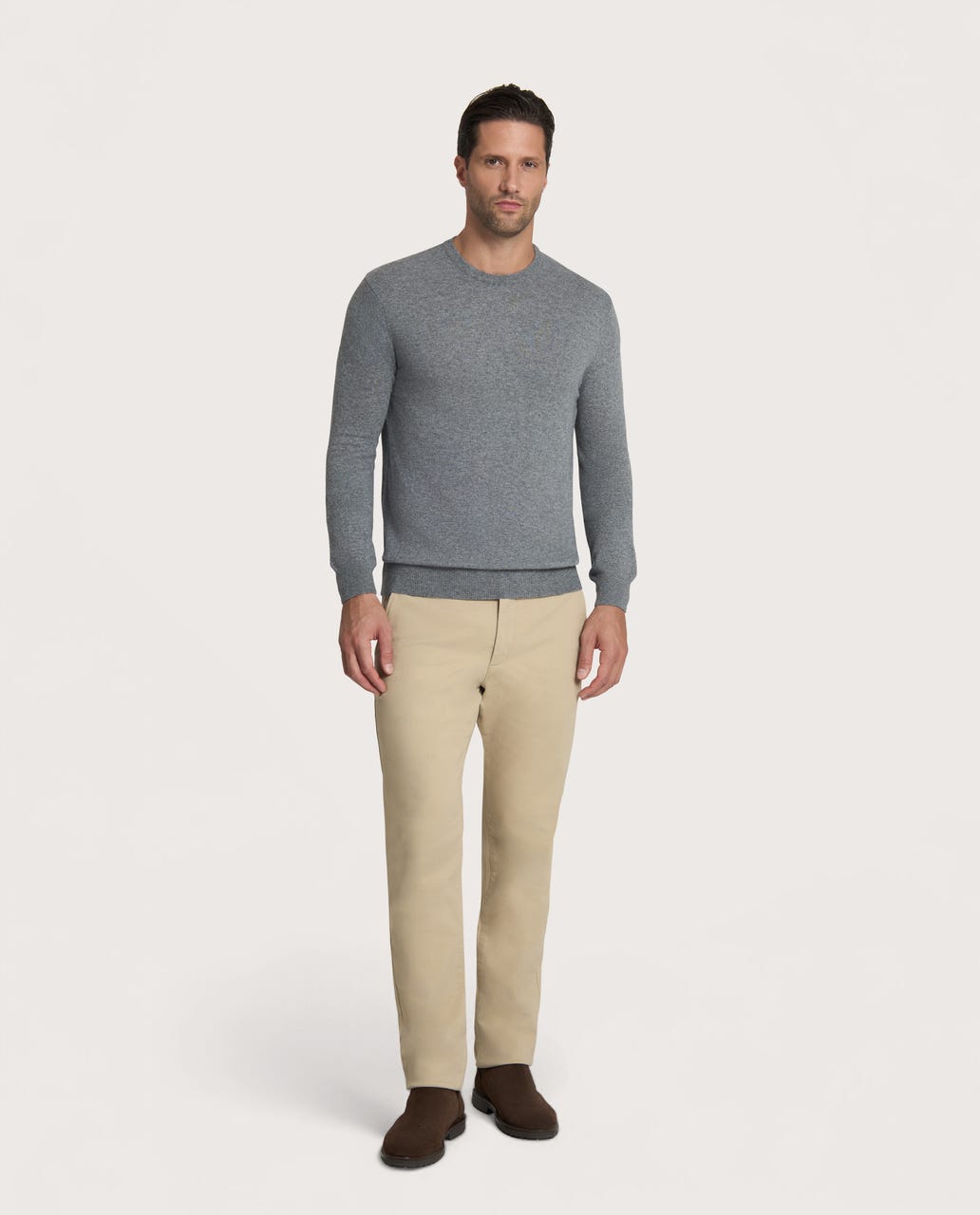Sivi muški džemper sa okruglim izrezom – cashmere blend