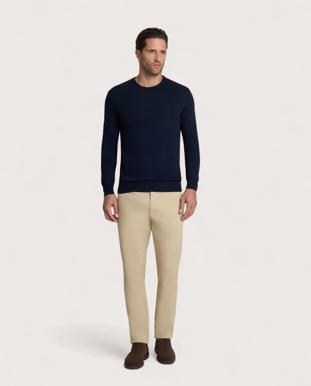 Teget muški džemper sa okruglim izrezom – cashmere blend