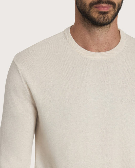 Krem muški džemper sa okruglim izrezom – cashmere blend