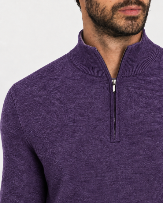 Half Zip ljubičasti muški džemper