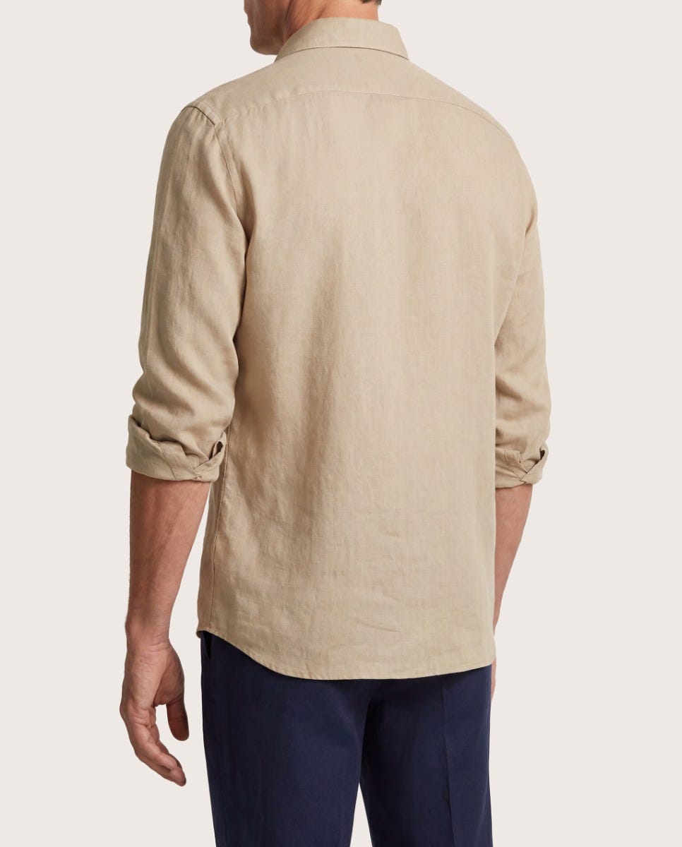 Bež muška lanena košulja, comfort fit