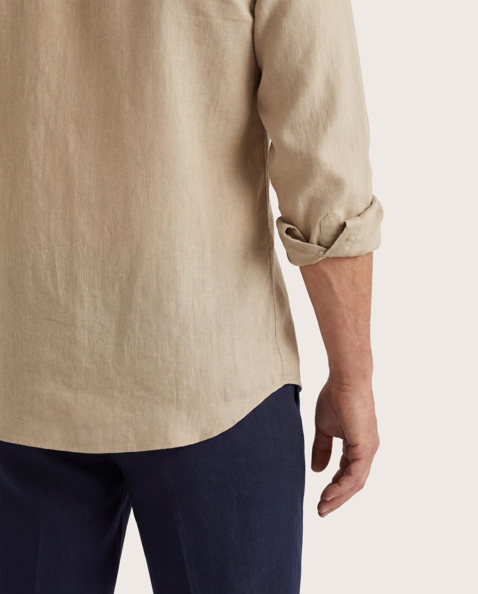 Bež muška lanena košulja, comfort fit