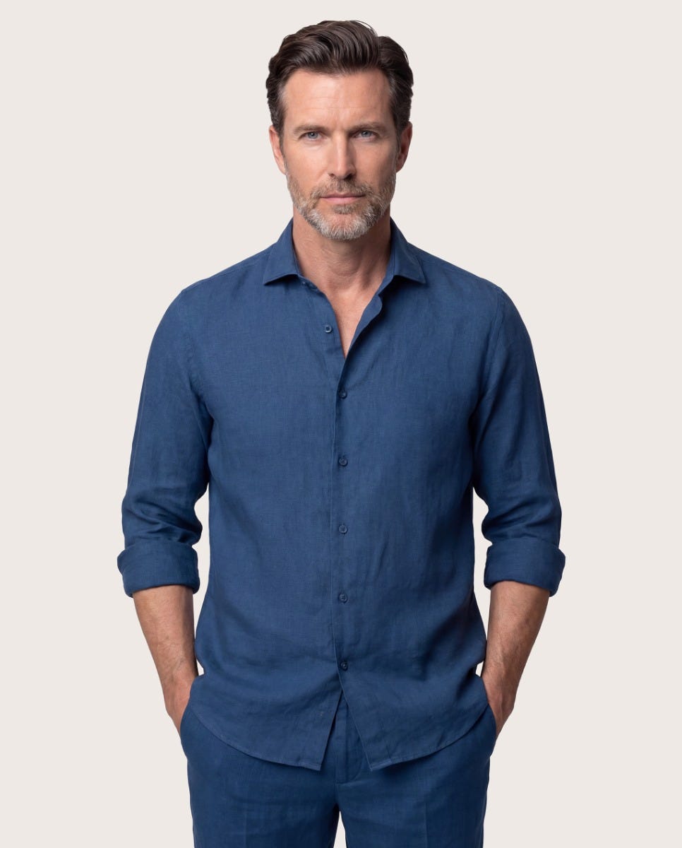Denim muška lanena košulja, comfort fit