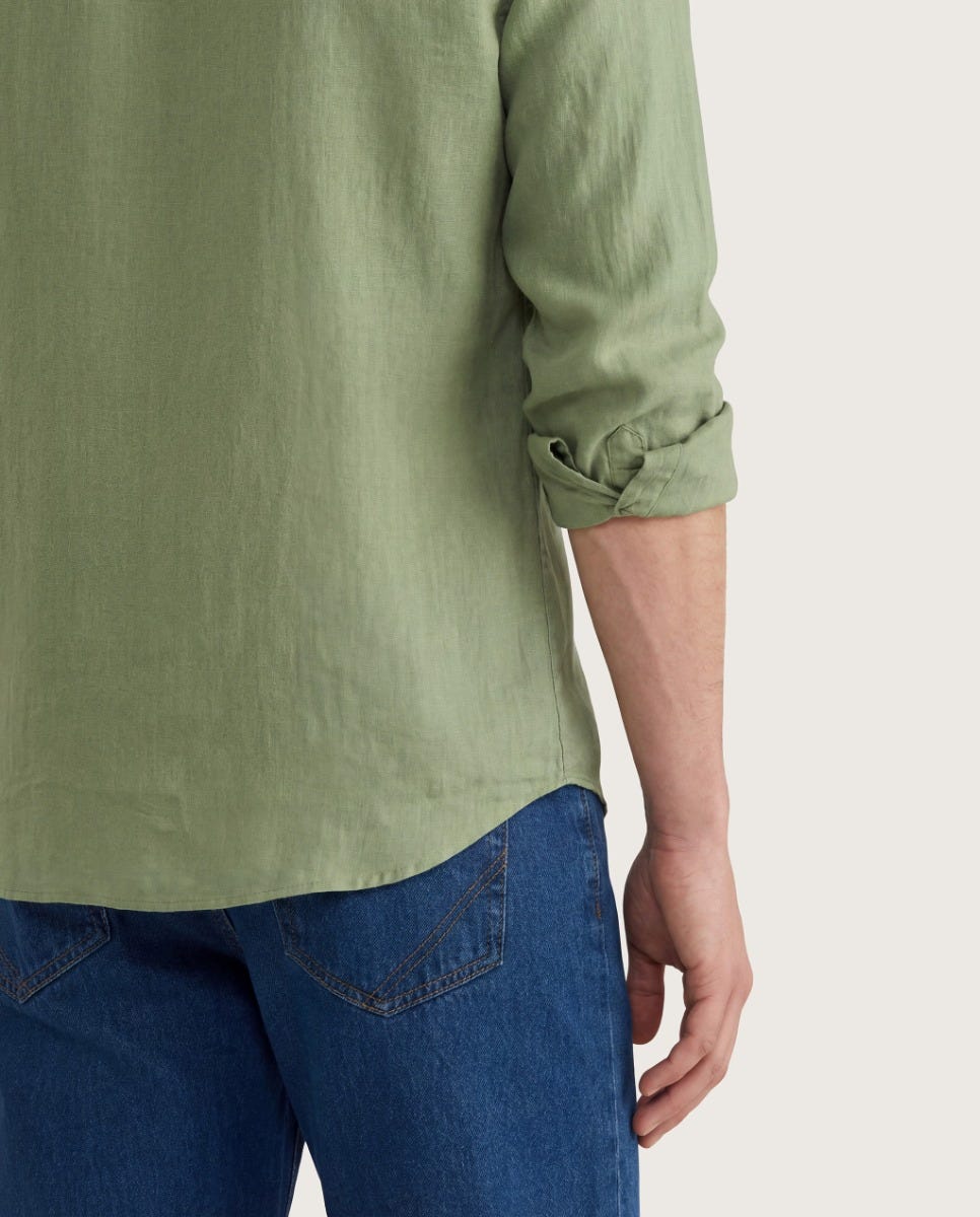 Zelena muška lanena košulja, comfort fit