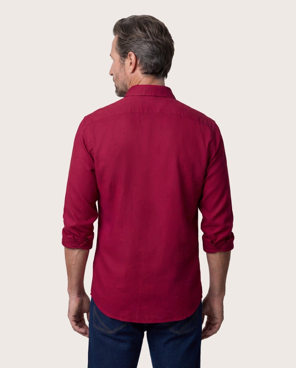 Magenta muška lanena košulja, comfort fit