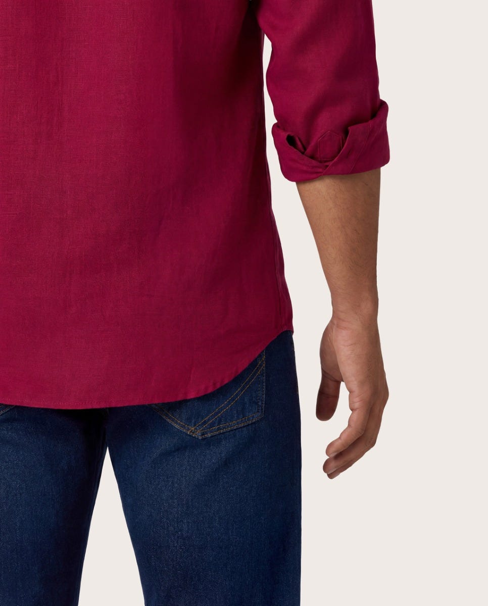 Magenta muška lanena košulja, comfort fit