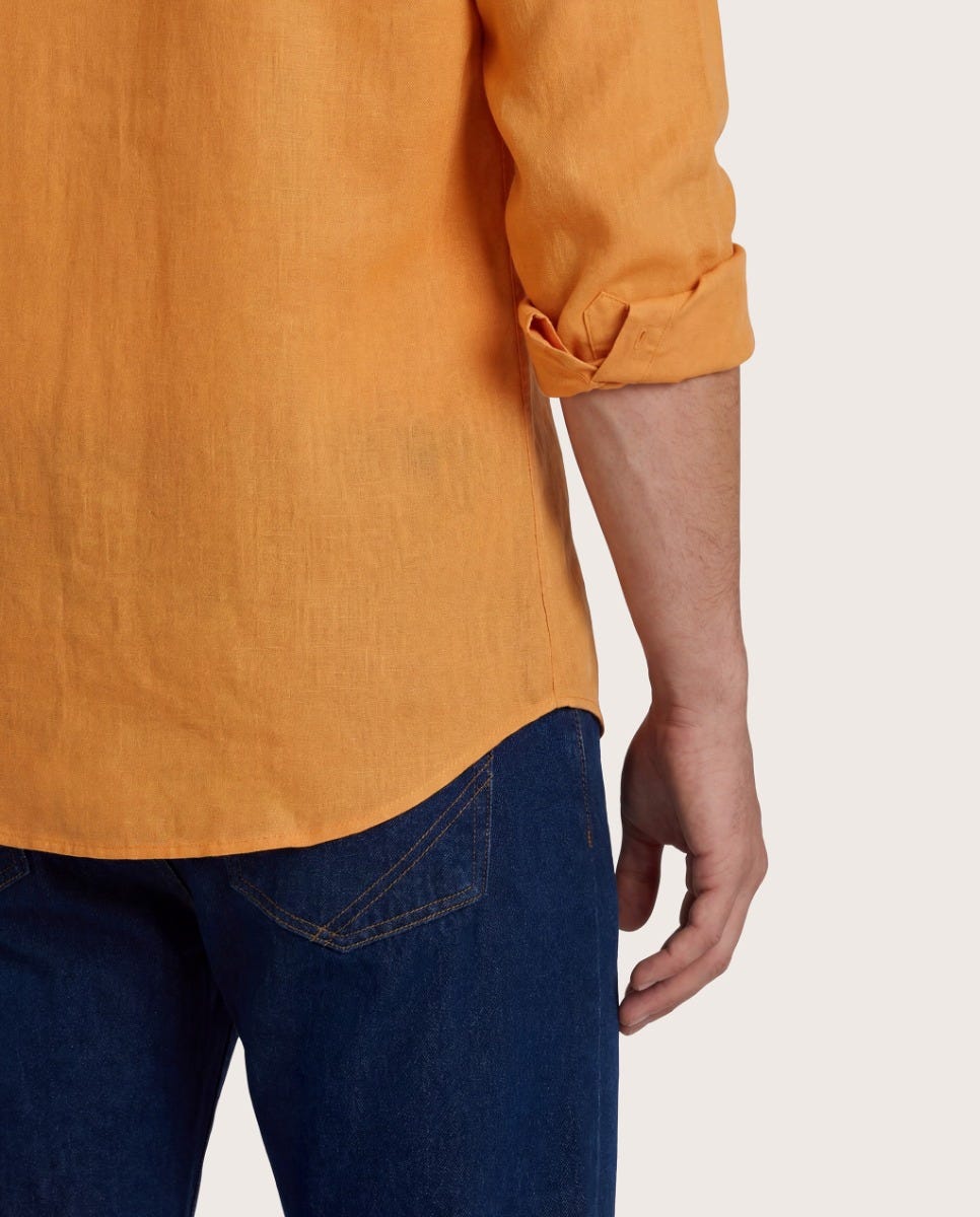 Narandžasta muška lanena košulja, comfort fit