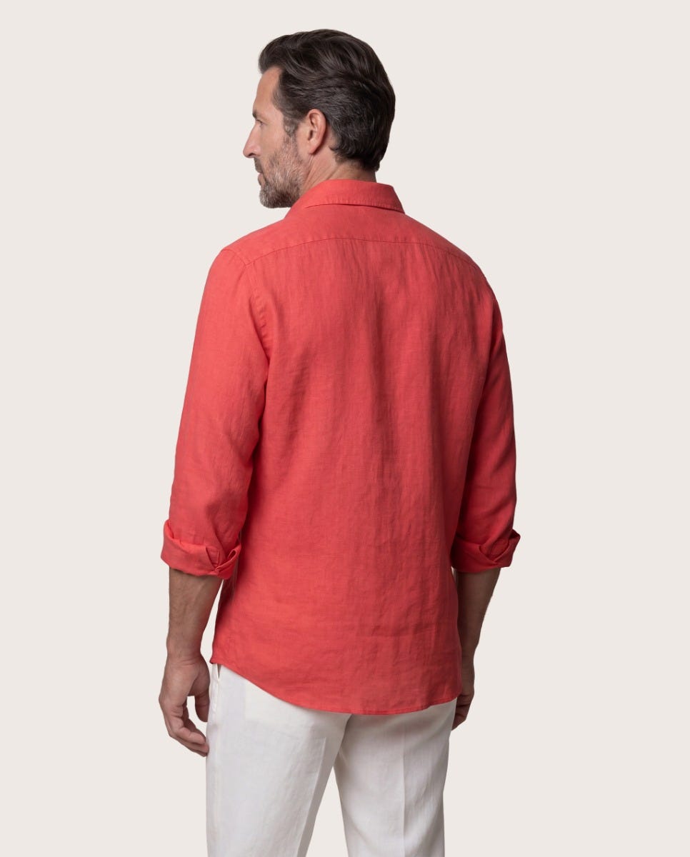 Crvena lanena košulja, comfort fit