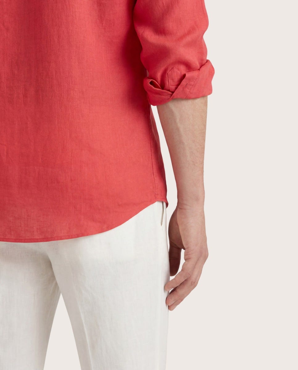 Crvena lanena košulja, comfort fit