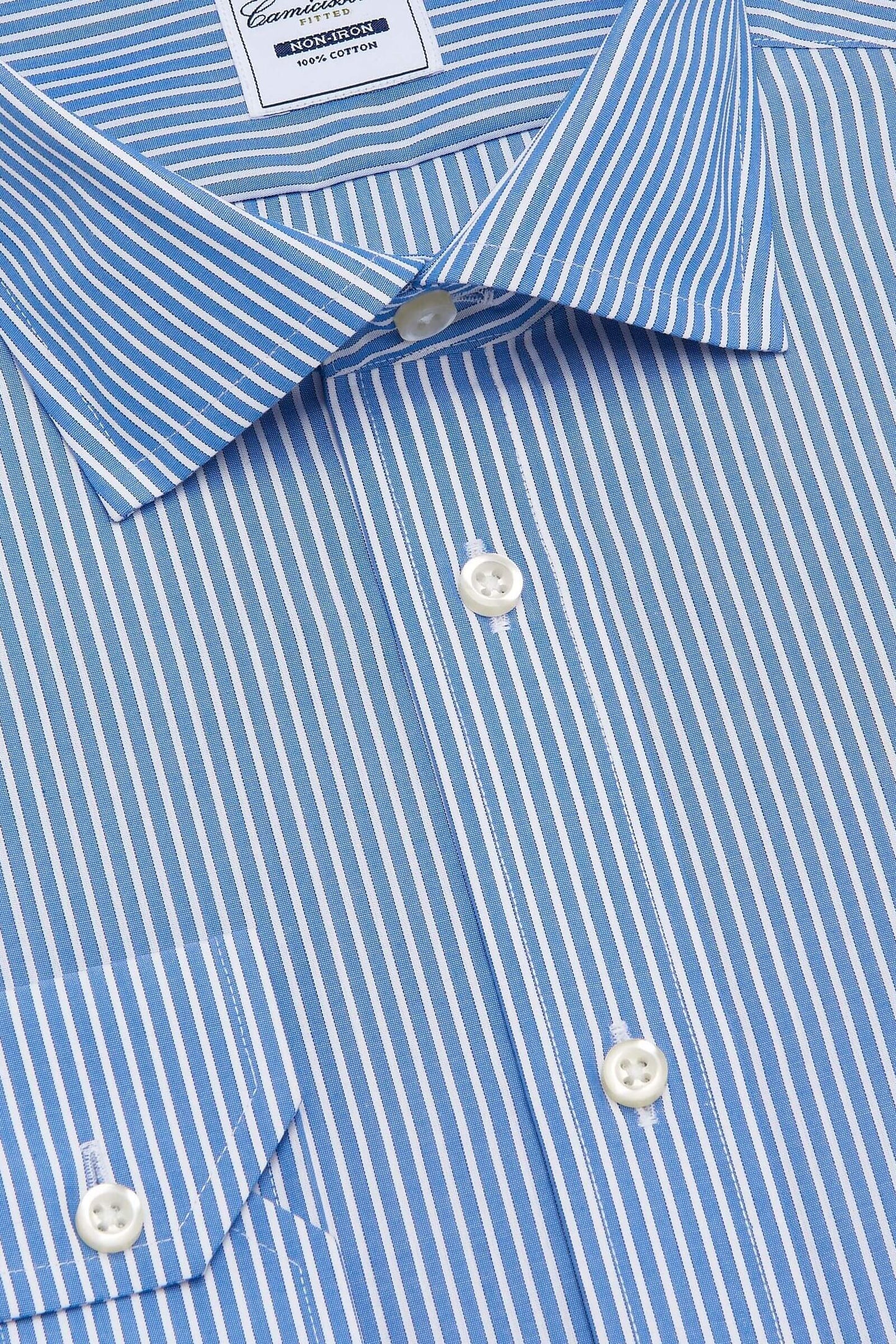 NON IRON plava košulja sa prugama, Fitted