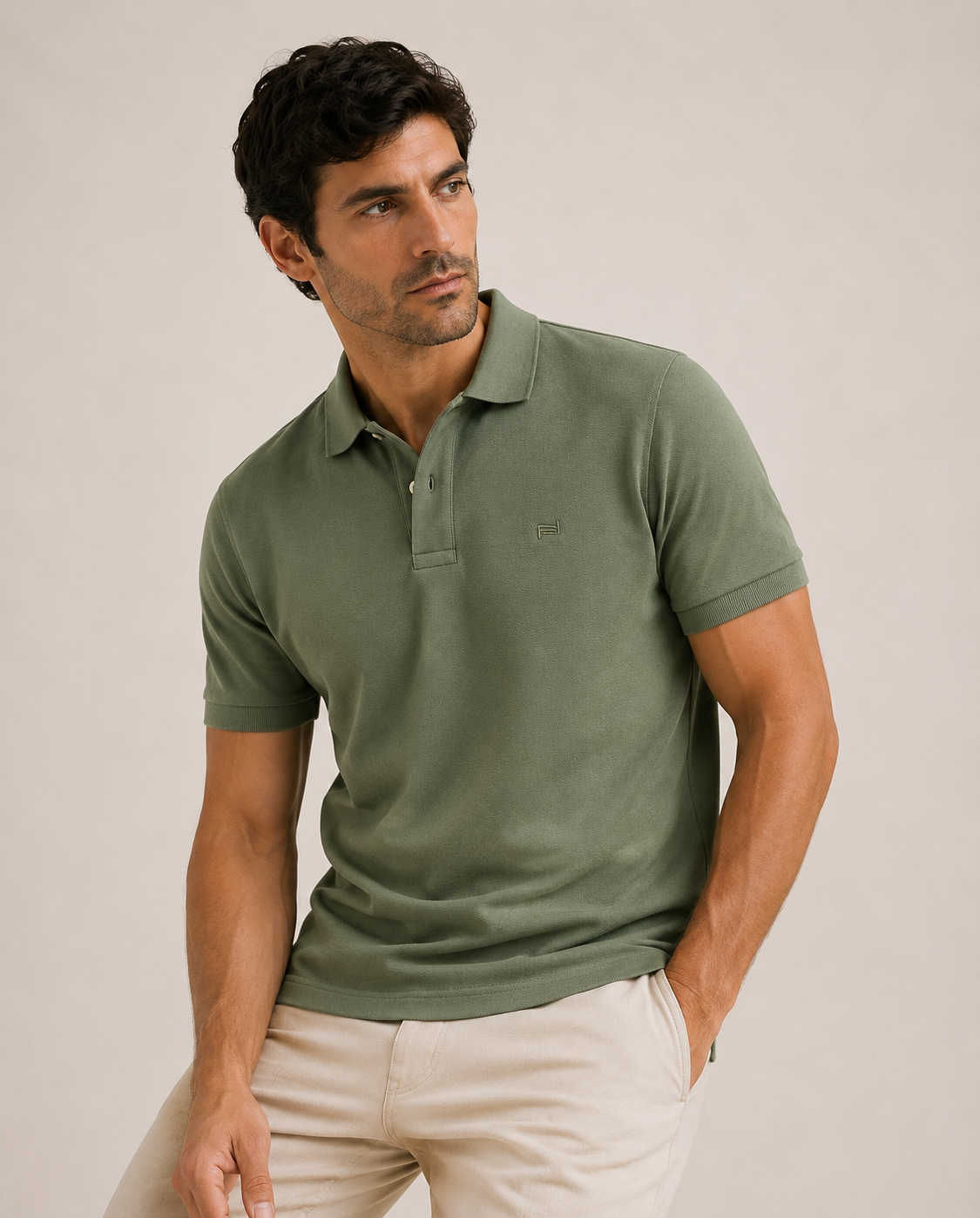 Breathe polo majica maslinasasto zelena – bez tragova znoja