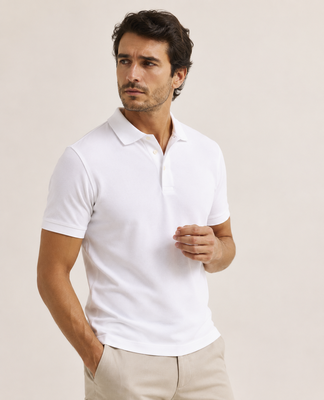 Breathe polo majica bela  – bez tragova znoja