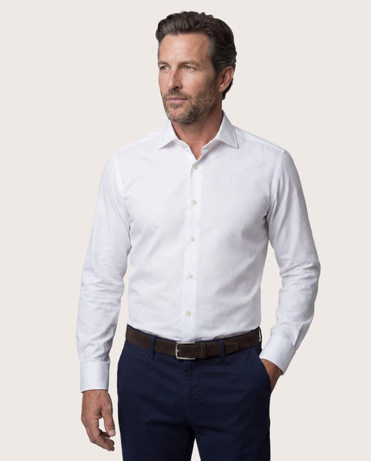 Bela permanent košulja, uskog kroja, nova francuska kragna