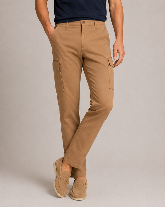Muške cargo pantalone braon, slim fit