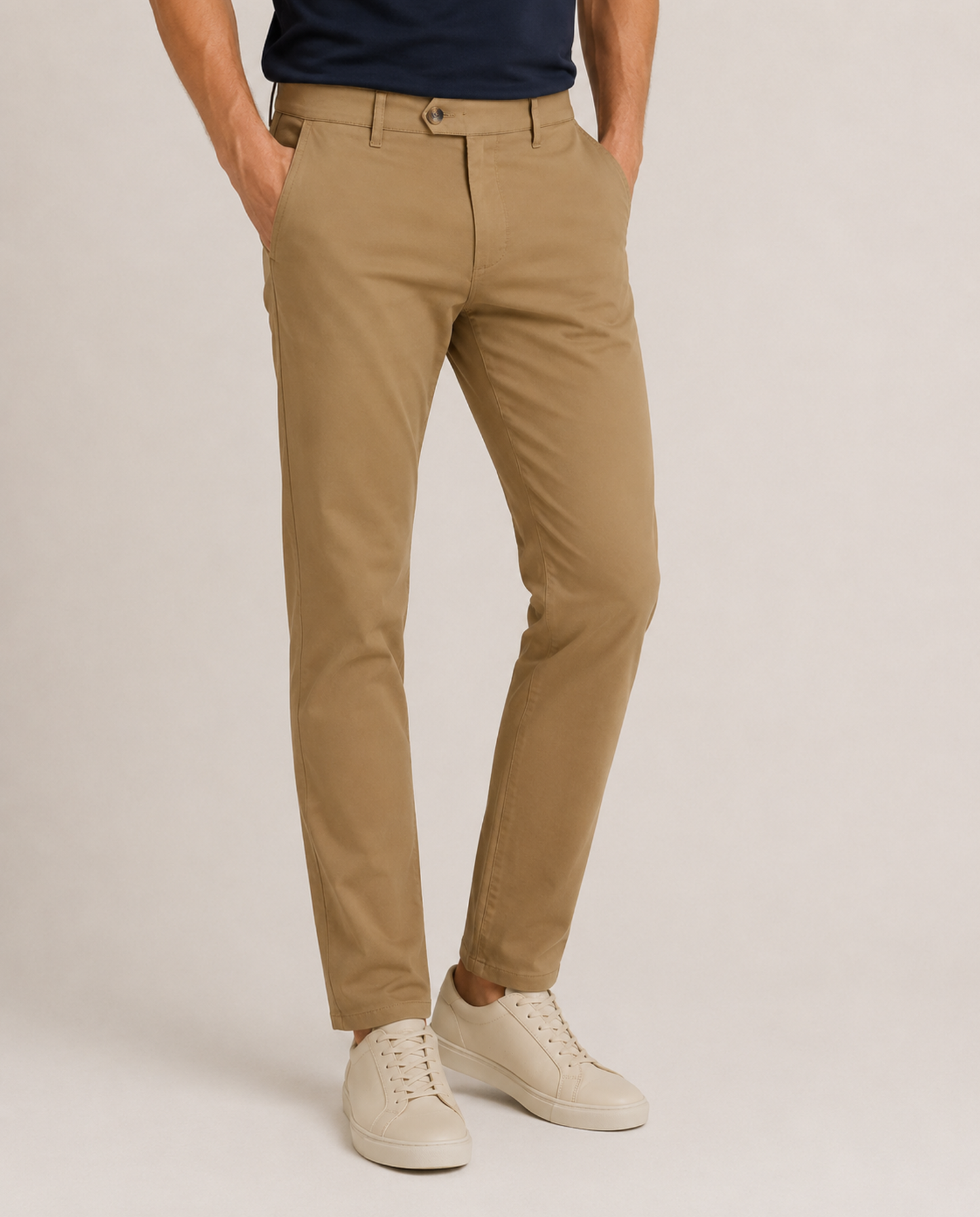Chino pantalone Kobe od pamučnog kepera, bež