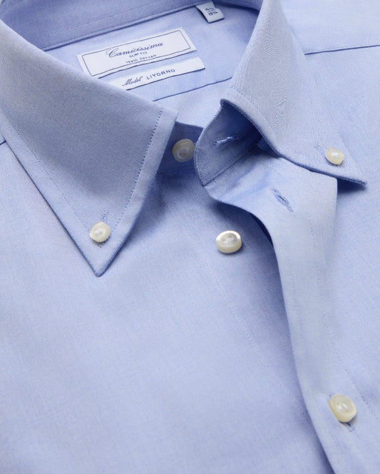 Svetloplava permanent košulja, slim fit, dugmići na kragni