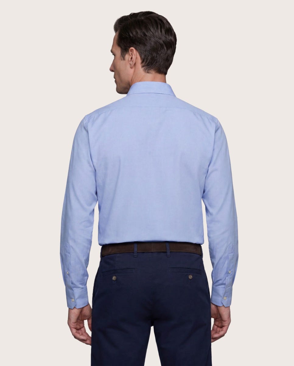 Svetloplava permanent košulja, slim fit, dugmići na kragni