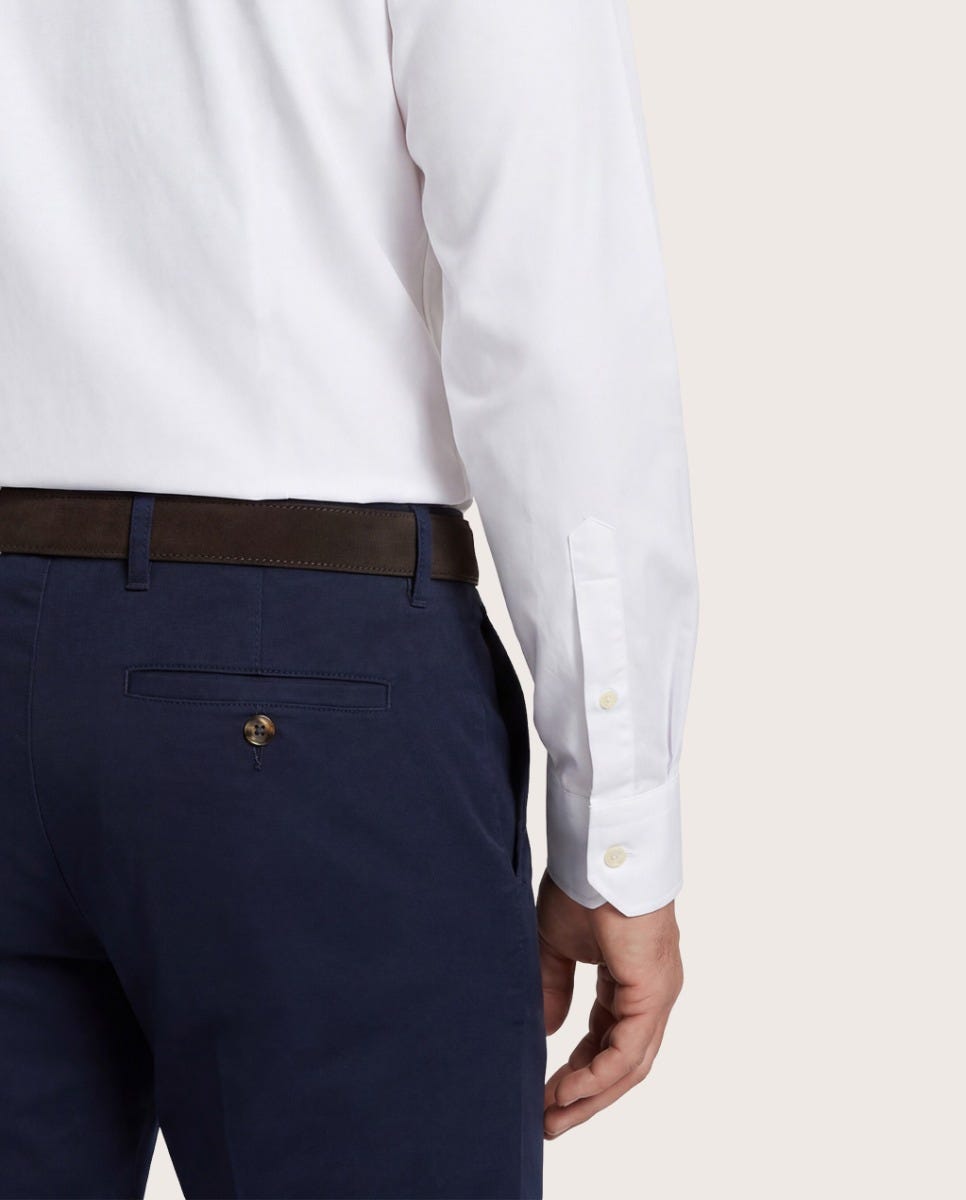 Bela permanent košulja Modena, uskog kroja sa džepom, francuska kragna