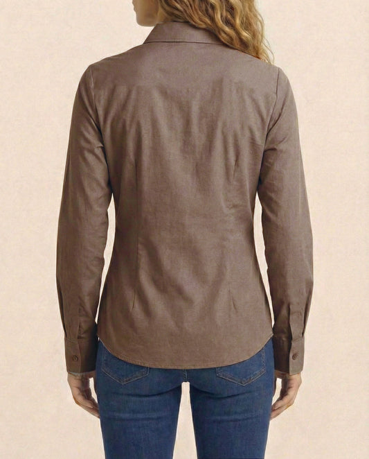 Slim fit braon ženska košulja