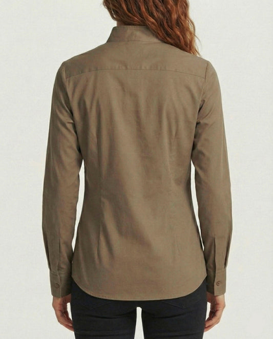 Braon slim fit ženska košulja