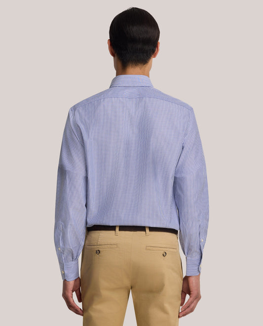 NON IRON Košulja na plave i bele pruge, uskog kroja, dugmići na kragni