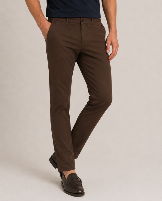 Chino pantalone Sakai od pamučnog kepera, braon