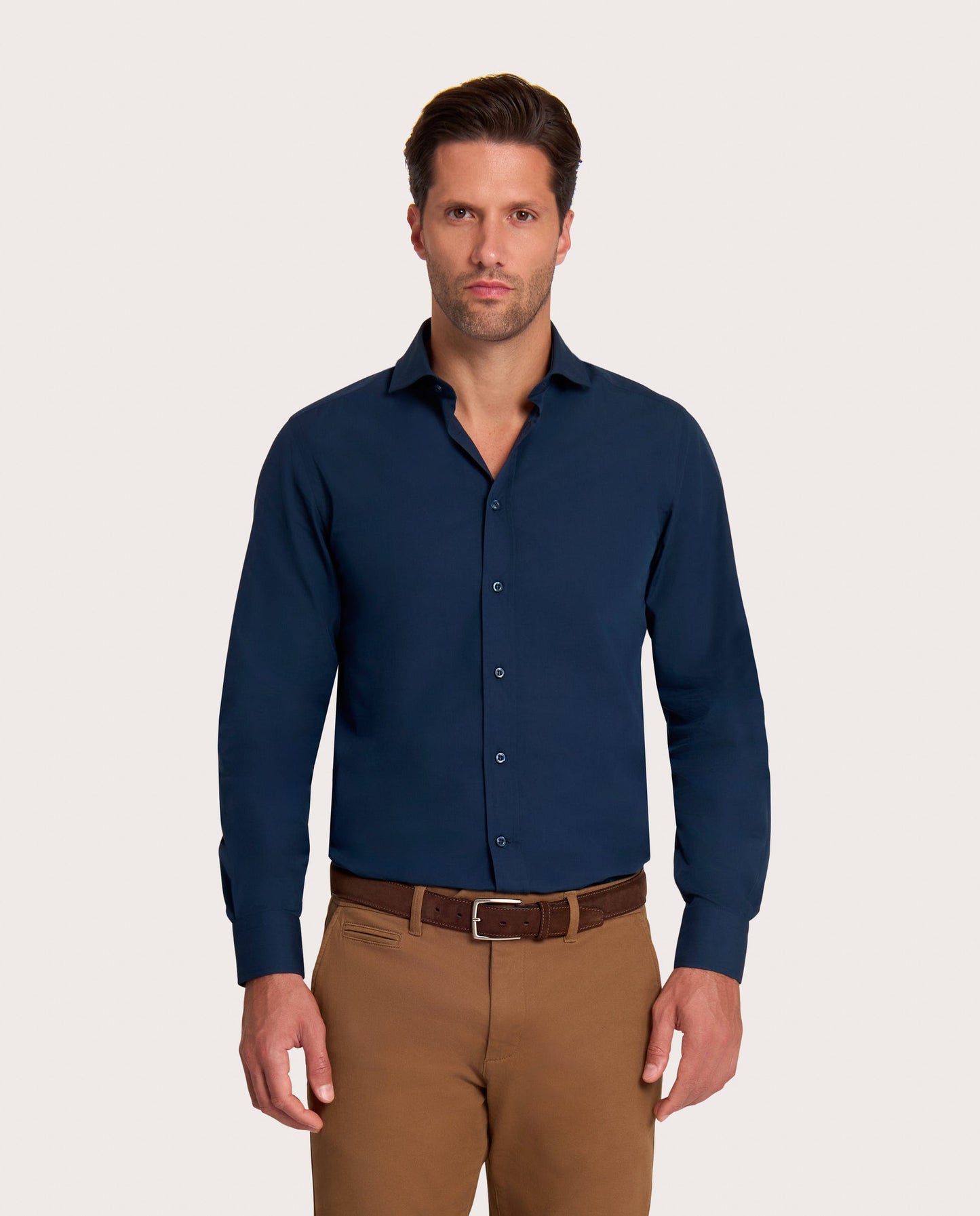 Tamnoplava slim fit košulja od popelina
