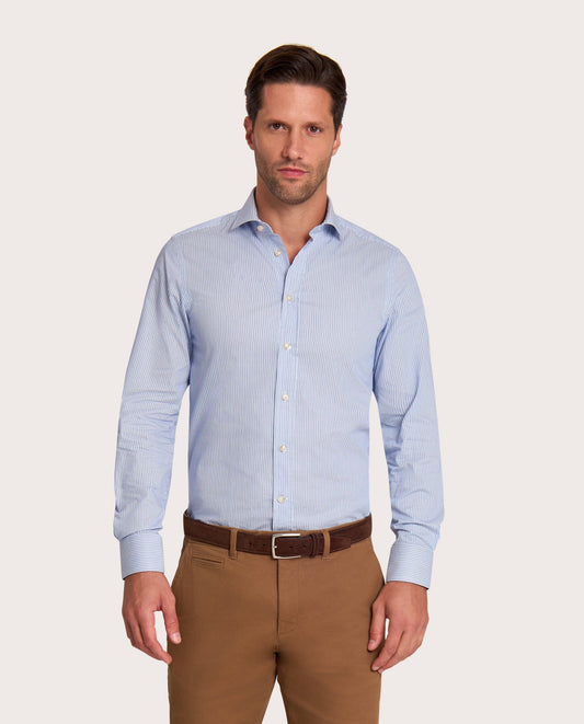Muška košulja od twill pamuka na pruge – plava, extra slim fit