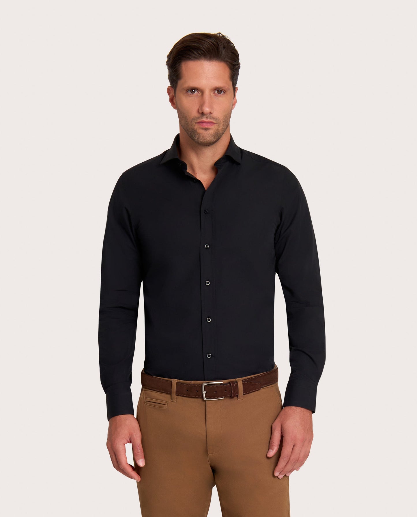 Muška košulja od popelina – crna, extra slim fit