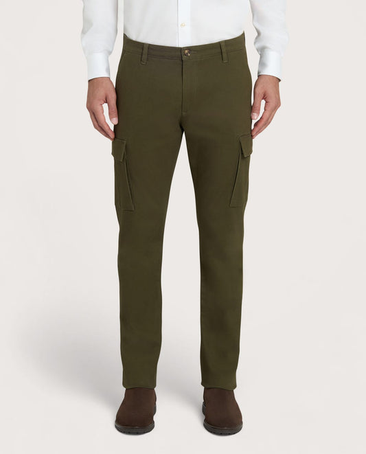 Muške cargo pantalone maslinastno zelene, slim fit