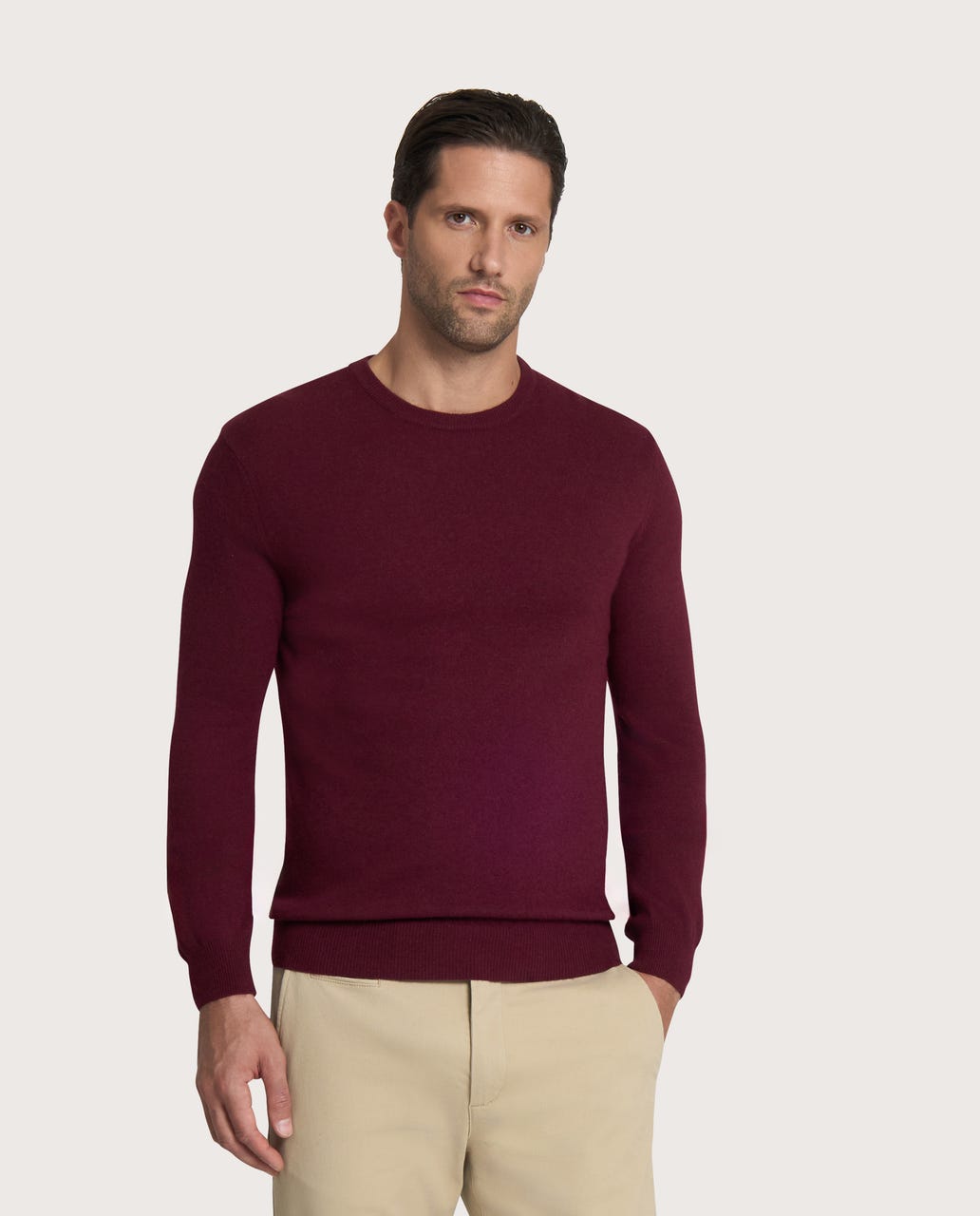 Muški džemper sa okruglim izrezom – cashmere blend, ljubičasti