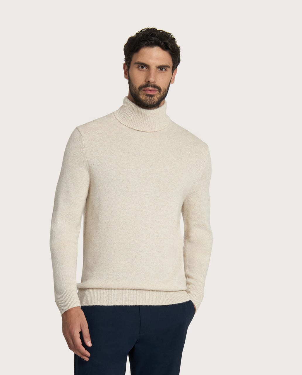 Muška rolka – cashmere blend, krem