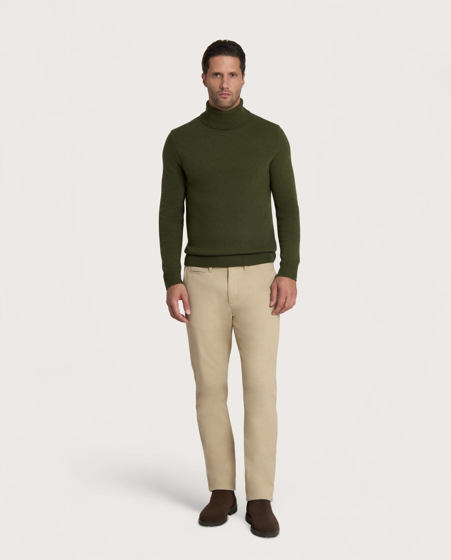 Muška rolka – cashmere blend, maslinasto zelena
