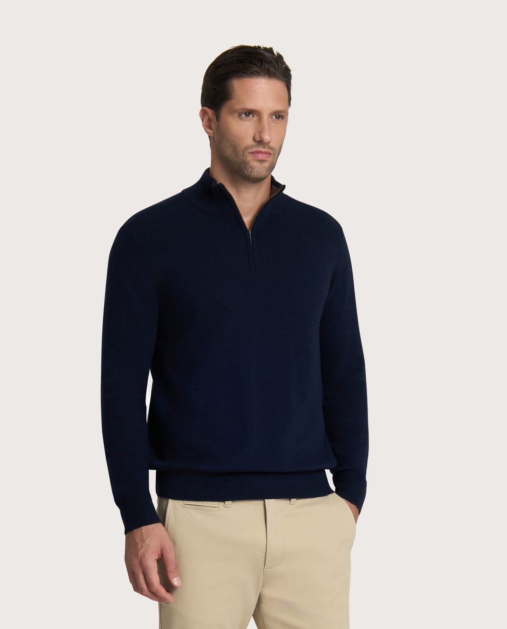 Half Zip tamnoplavi muški džemper – cashmere blend