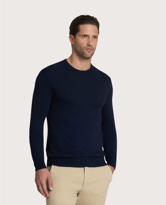 Teget muški džemper sa okruglim izrezom – cashmere blend