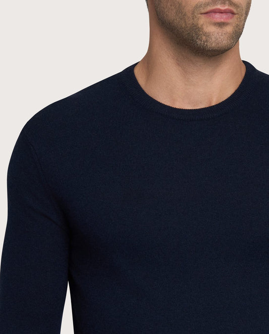 Teget muški džemper sa okruglim izrezom – cashmere blend