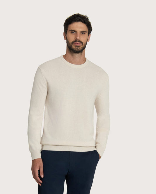 Krem muški džemper sa okruglim izrezom – cashmere blend