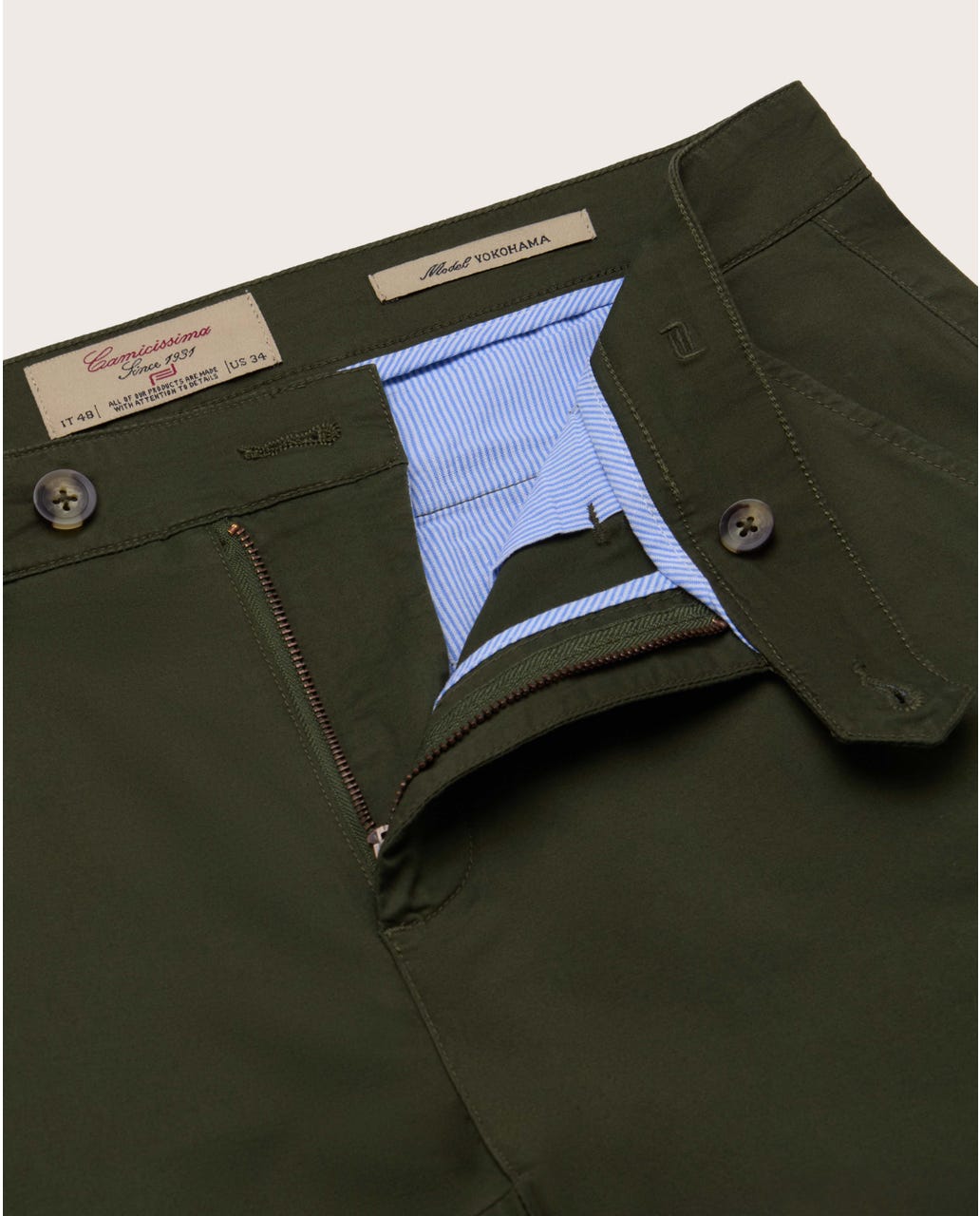 Chino pantalone Yokohama od pamučnog kepera, maslinasto zelena